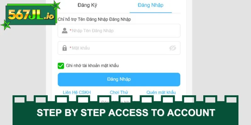 Step by step access to account